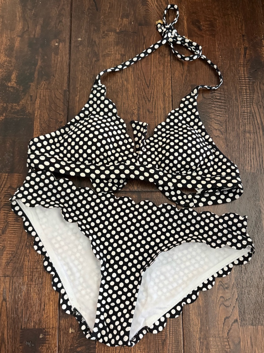 Jessica Simpson Black & White Polka Dot Scalloped Bikini Set Size S/M